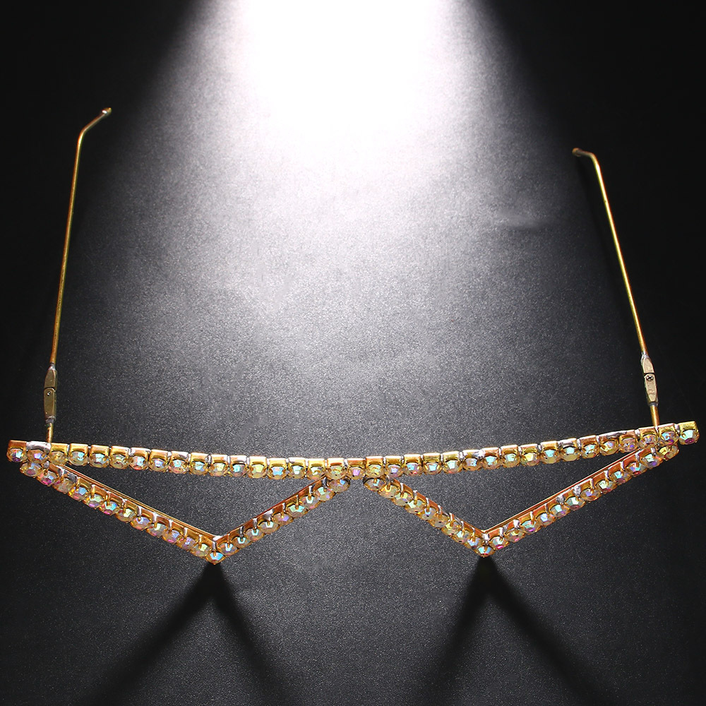 Gafas de color transfronterizas marco hueco de metal accesorios de hip hop Marco de gafas rhinestone europeo y americano Marco de gafas