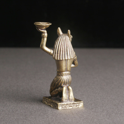 Retro pure brass ancient Egyptian Anubis statue desktop ornaments creative sandalwood holder candlestick crafts wholesale