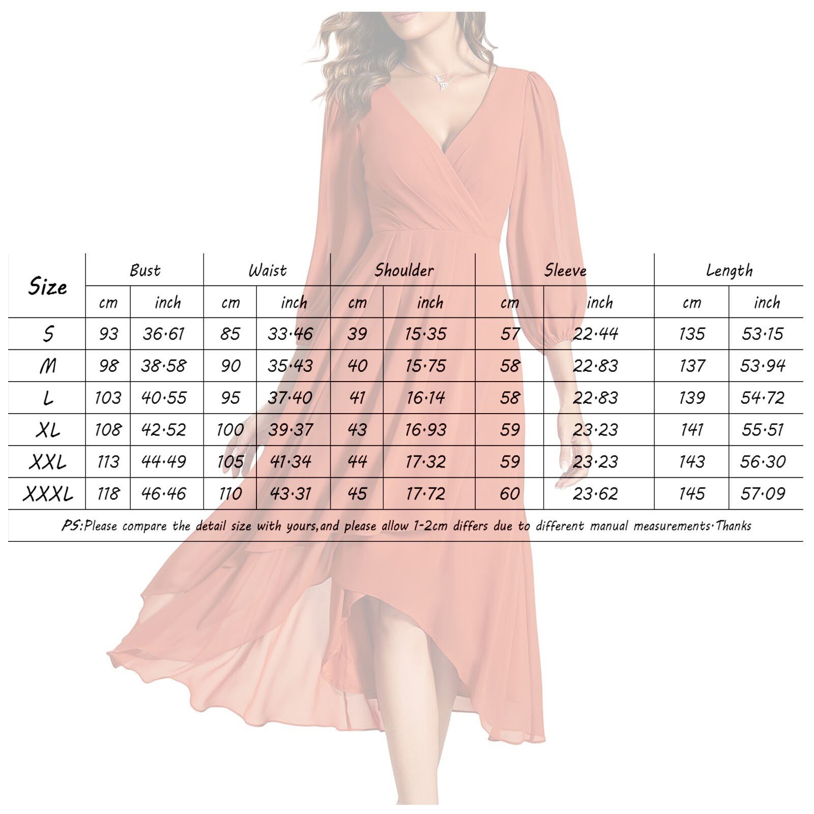 ChicShe 2024 Neuer Cross-Border V Langarm Loose Slim Fit Brautjungfernmantel Tageskleid Party Abendkleid_voghion.com