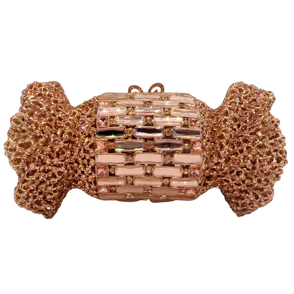 Túi xách tay dạ hội đính kim cương hình kẹo phong cách Stone bag — Đế vàng kim cương, Màu sâm panh, Bạc AB, hồng chi tiết 1