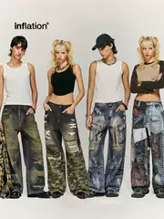 Jie Zhan Men's Clothing | 100% Cotton Digitally Printed Jeans 2026 Spring New Street Style Loose Straight-Leg Pants