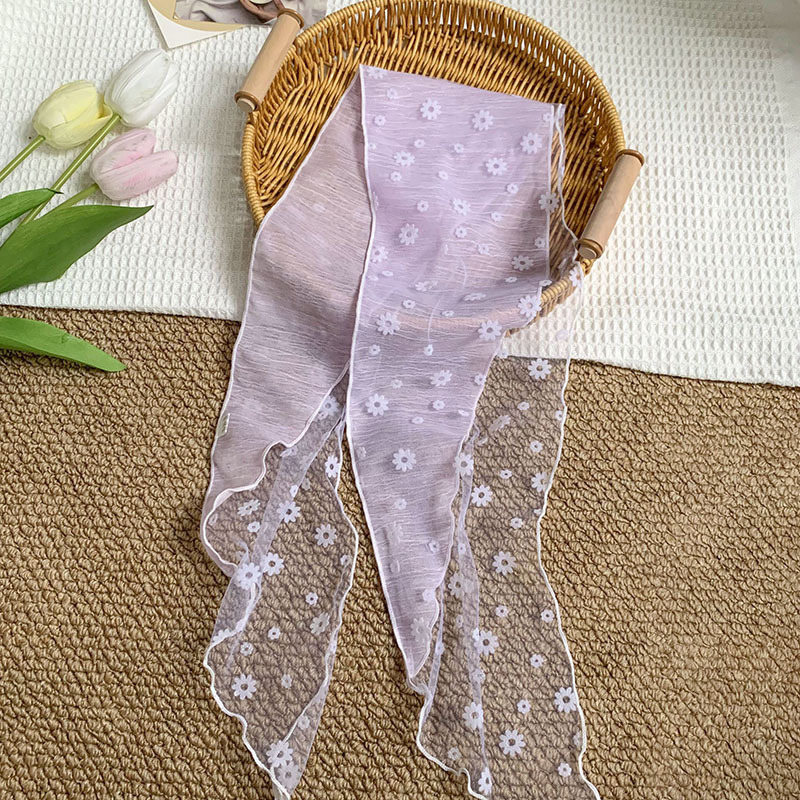 Pañuelo femenino estilo pastoral bufanda de cuello de todo fósforo costura bufanda de seda de encaje floral bufanda triangular de sentido avanzado cintura