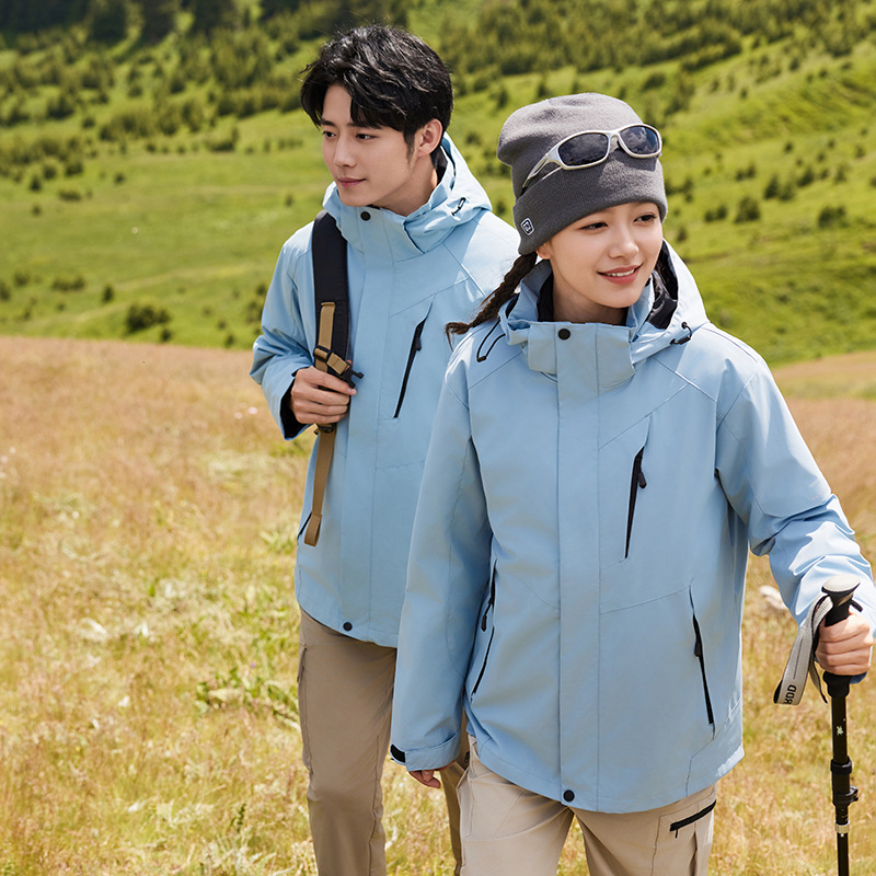 Waterproof and Windproof Jacket with Custom Printed Logo Three-In-One Work Clothes Autumn and Winter Outdoor Group 4S Shop Fleece-Lined Work Clothes