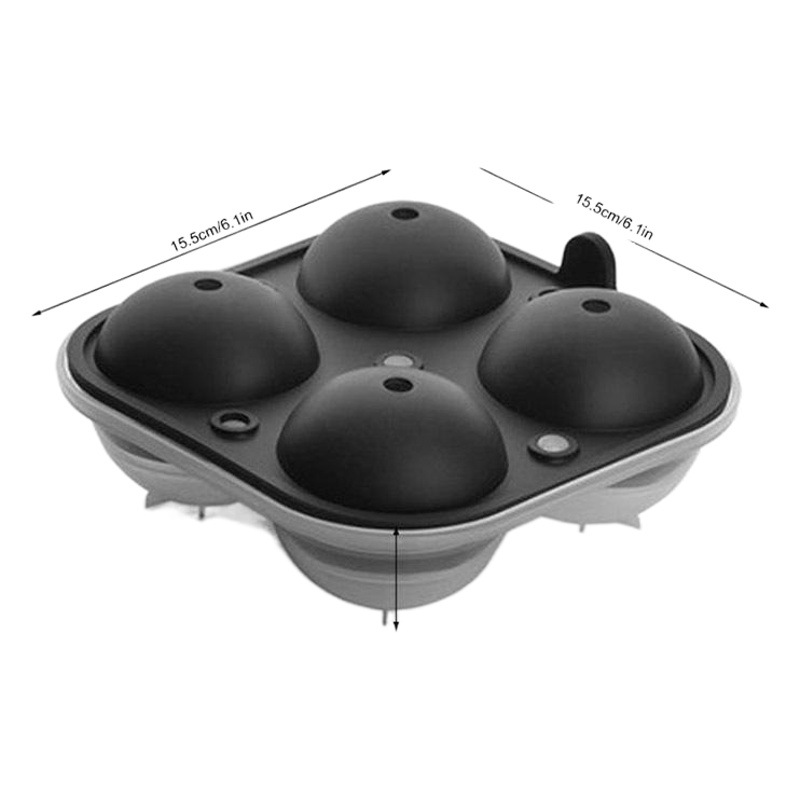 Fabricante en stock grande bandeja de hielo de silicona de 4 piezas fondo de plástico redondo molde de paleta de hockey sobre hielo molde de hockey sobre hielo de whisky de cuatro piezas