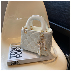 Diamond Grid Embroidered Thread Small Handbag for Women - Summer New Arrival High-End Fashion Shoulder and Crossbody Bag with Elegant Style, also available as a Handheld Small Square Bag