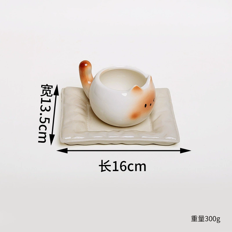 Керамическая кофейная чашка в форме сиамской кошки, 220 мл, яйцевидный милый дизайн, варианты с ложкой/блюдцем