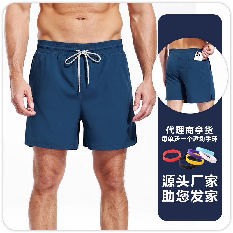 Pantalones Cortos Deportivos Dos en Uno para Hombre Poliéster Absorbe la Humedad para Fitness