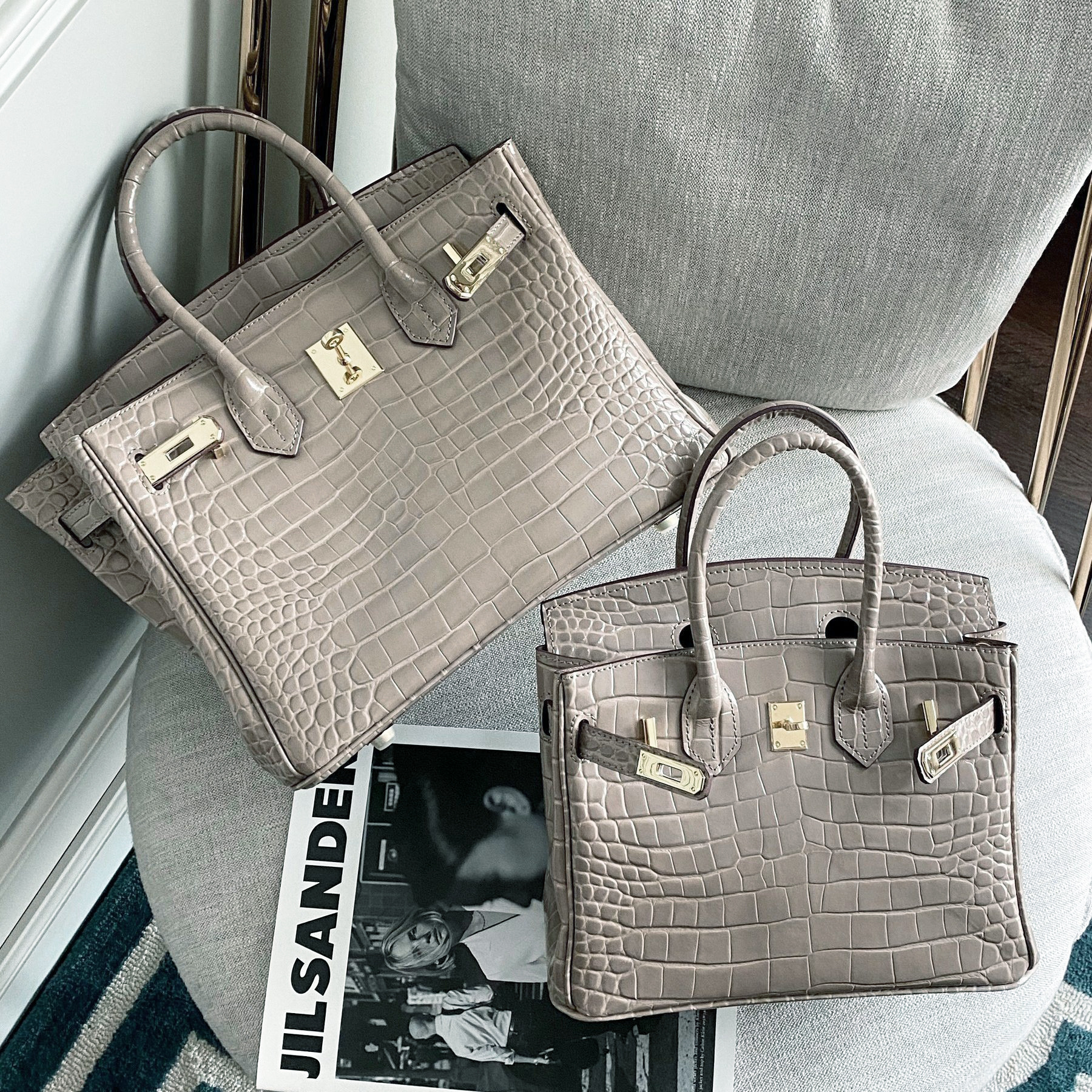 鳄鱼纹铂金包真皮大容量手提包女2023新款潮牛皮高级感时尚通勤包