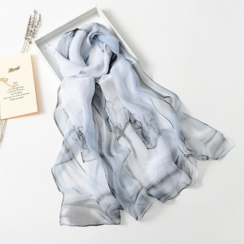 Spring and Summer Lightweight Dance Decorative Small Silk Scarf for Women, Chiffon Printed Narrow Scarf, Neck Wrap, Soft Gauze Printed Beach Scarf, Trendy