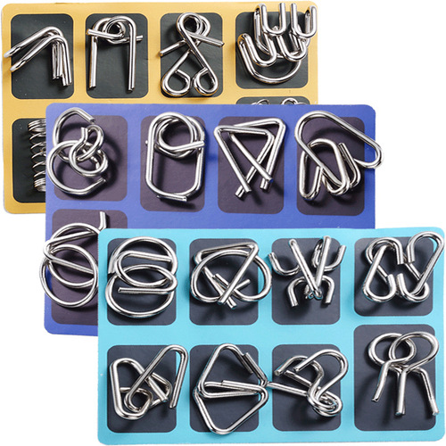 Nine-link intellectual buckle unlocking set for adults metal unlocking Kongming lock Luban lock student decompression educational toys