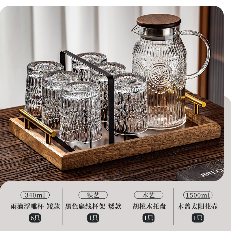 Taza de agua de vidrio en relieve con un conjunto de alta calidad de té para beber jugo de cerveza tazas de café
