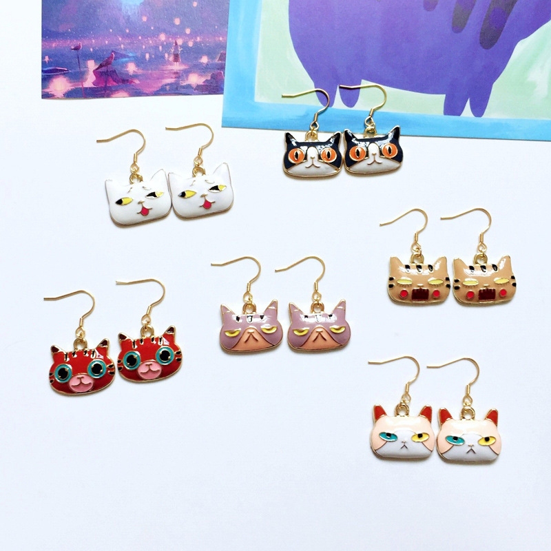 Fashion Cat Alloy Enamel Women's Drop Earrings 1 Pair display picture 2