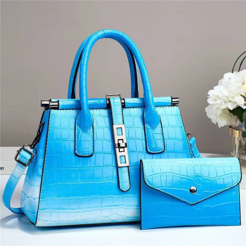Dos piezas de paquete de bolsos de mano con patrón de cocodrilo, bolsos de hombro de temperamento versátil, mochila de moda casual, cross-border bgas