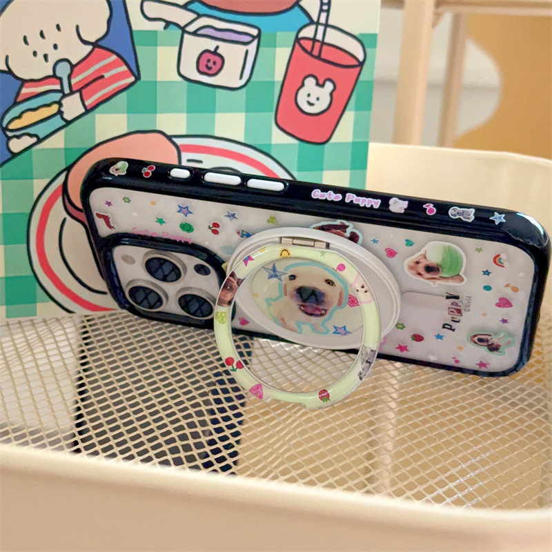 楽しい可愛い子犬ステッカーイラスト マグネット式 iPhone17/Apple 16ProMax/15/14 携帯ケース対応|undefined