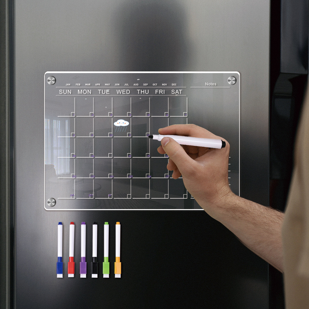 Plan de calendario de Amazon Tablero de mensajes magnético Etiqueta del refrigerador Tablero de notas de acrílico transparente Personalización de acrílico image 3