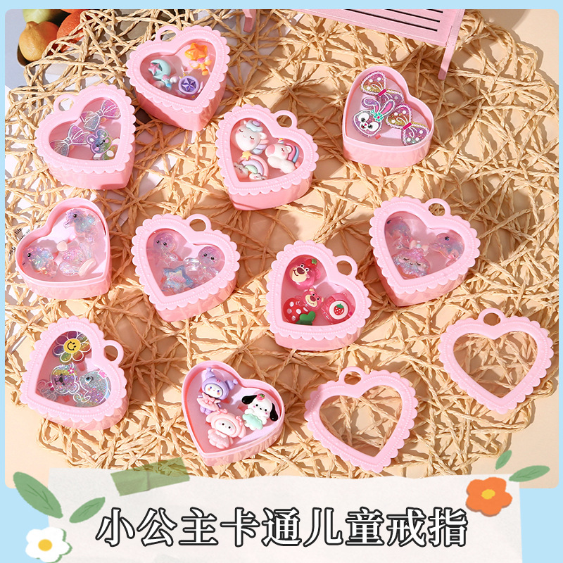 Nuevo anillo para niños sirena anillo para niños una caja de anillos de joyas para niñas juego de juguetes para niñas