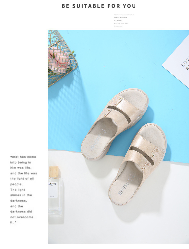 Sandal nữ đế xuồng da thật mùa hè 2026, phong cách thể thao đính đinh, size lớn — Màu xanh lam, Siêu nhẹ/thoải mái/chống trượt/sau khi bán lẻ, Màu xanh lá, Màu mơ chi tiết 20