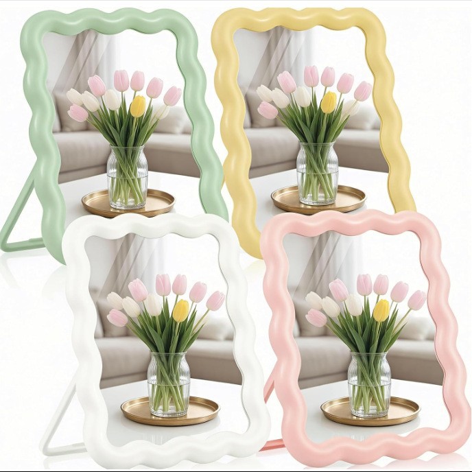 Espejo de belleza de color caramelo de escritorio dormitorio mirillo plegable dormitorio de estudiantes espejo de maquillaje de alta definición