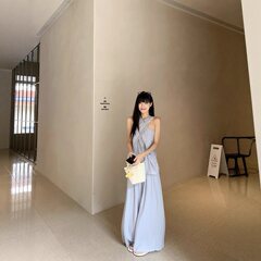 实拍 夏季设计感交叉露背无袖背心上衣感宽松显瘦休闲裤套装86148