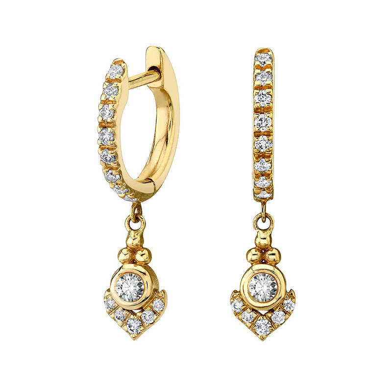 12g Weight Zircon Inlay Material Drop Earrings Classification Fashion Round Copper Inlay Zircon Drop Earrings 1 Pair