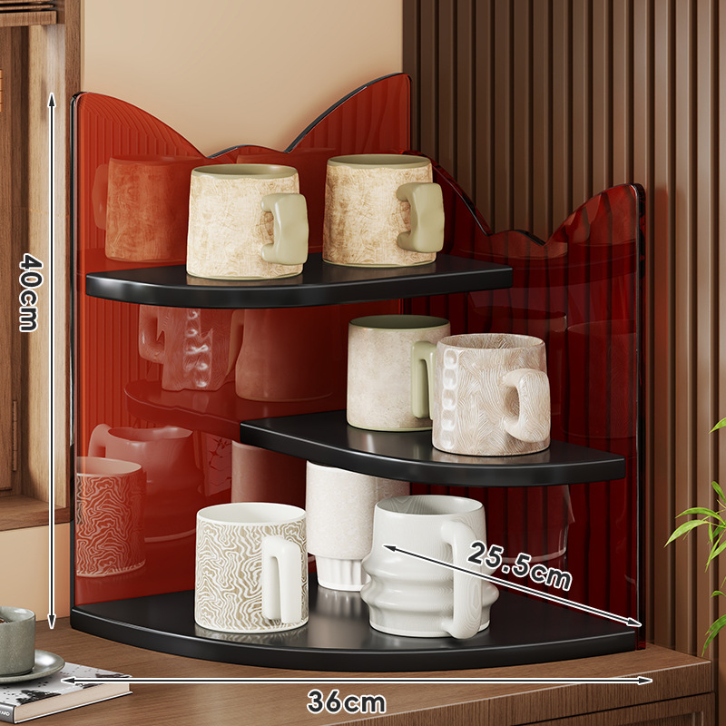 Estante Organizador de Vasos de Esquina de Acrílico, Ahorro de Espacio para Escritorio y Comedor