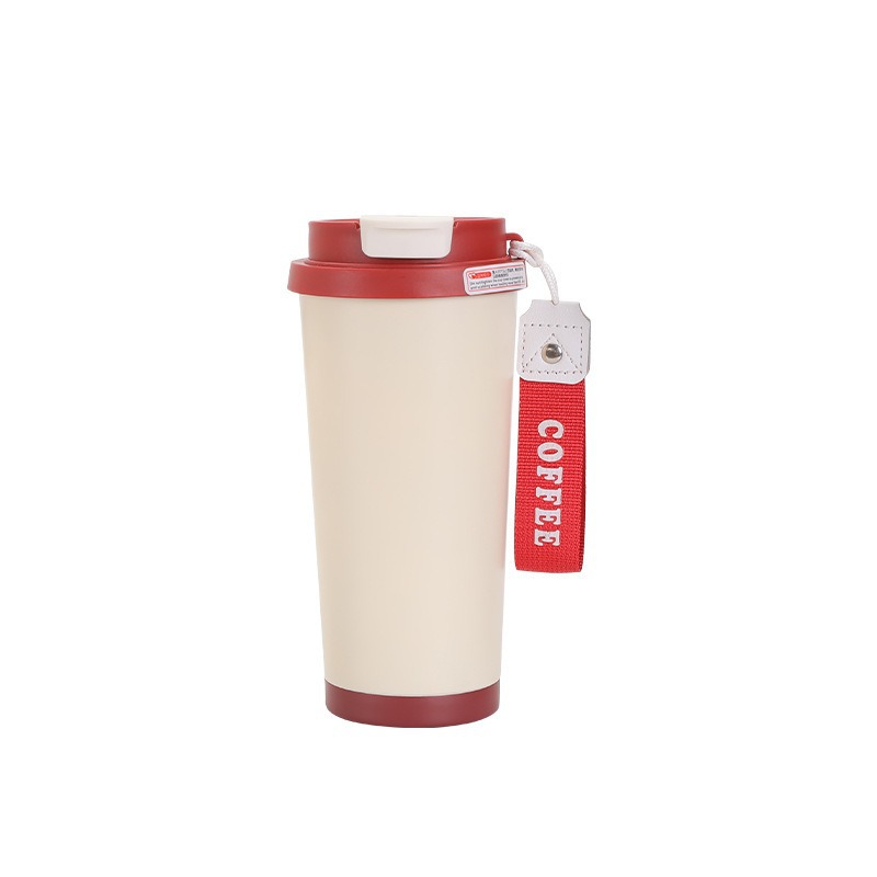Taza de café de orquídea moderna y simple 316 taza de aislamiento térmico de acero inoxidable portátil con cuerda de elevación taza de doble bebida