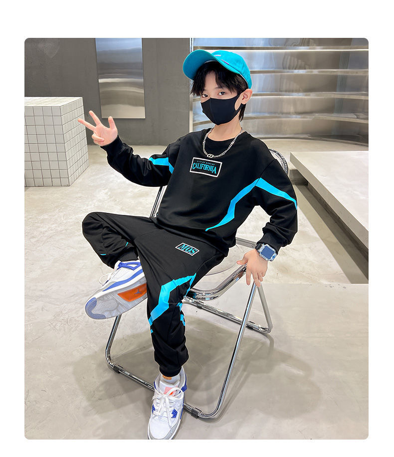 Pants Sets Sets Type Streetwear Letter Color Block Lightning Cotton Boys Clothing Sets