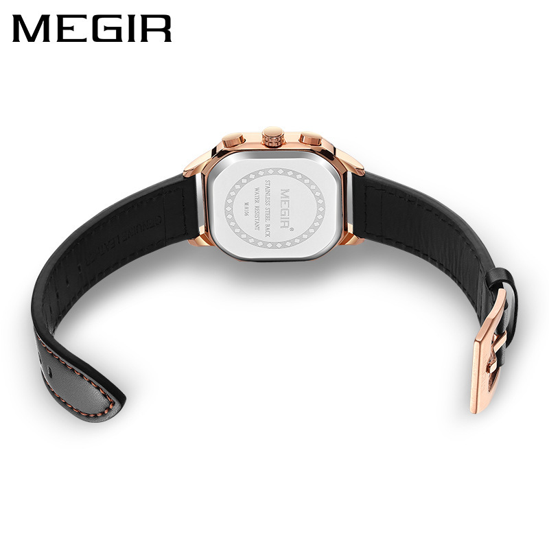 Men's Square Watch Trendy Multifunctional Chronograph Quartz Genuine Leather Watch_voghion.com
