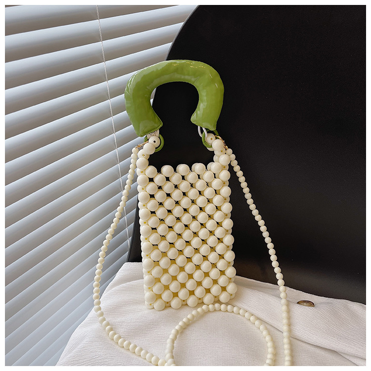 Women's Small Pearl Color Block Solid Color Cute Beading Square Open Crossbody Bag display picture 27