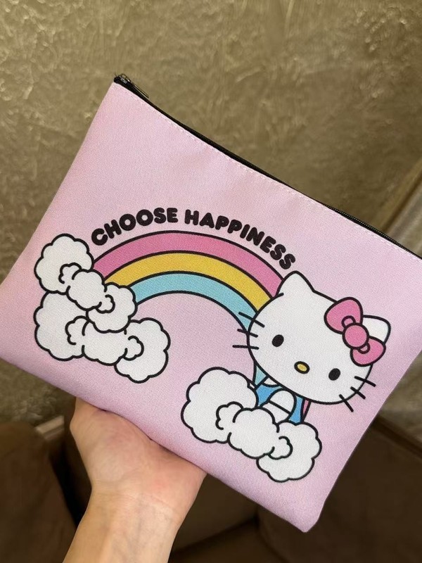 新しいハローキティ化粧品バッグ子供のかわいい漫画化粧品バッグ女性のクラッチバッグミニ収納袋|undefined