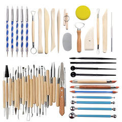 Pottery tools set of 51 pieces, including round rods, impression silicone pens, multi-specification carving knives, soft clay making tool kit