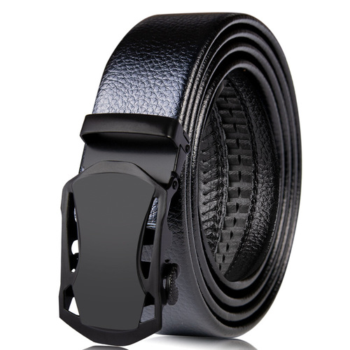 Automatic Buckle Leather Belt Black Face Sports Car Style Waist Bag Edge PVC Wear-Resistant Scratch-Resistant Men's Pants Belt Hot Sale at Street Stalls