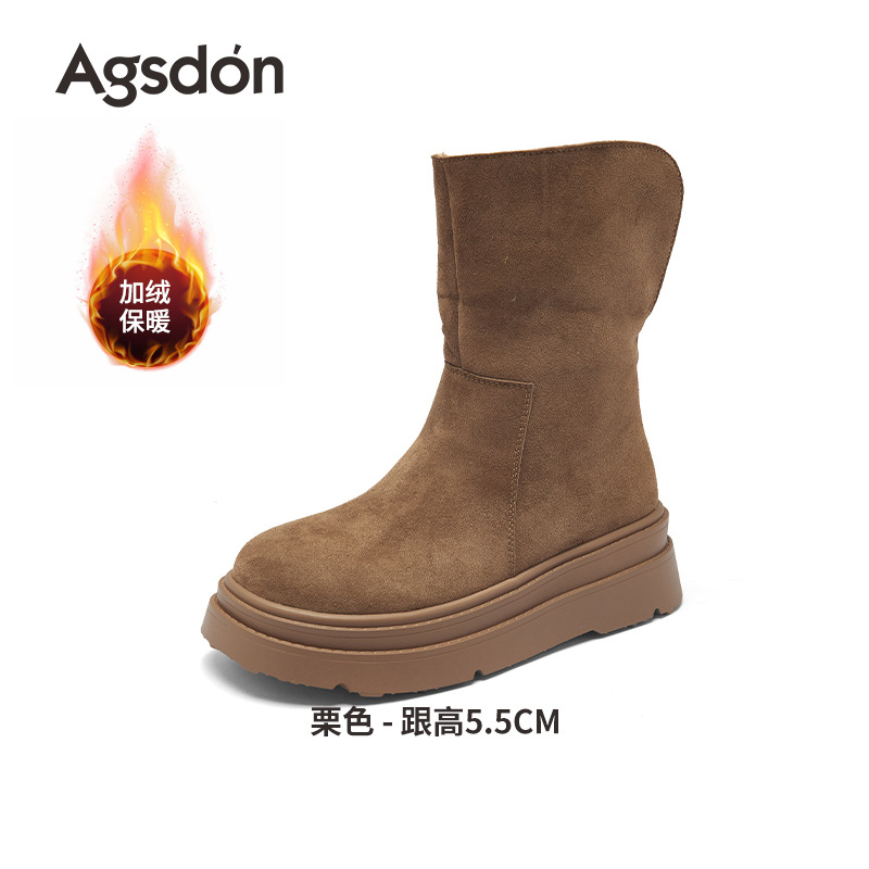 Botas de nieve de fondo grueso para mujeres 2025 nuevos zapatos de invierno de algodón grueso plegables dos botas cortas de lana