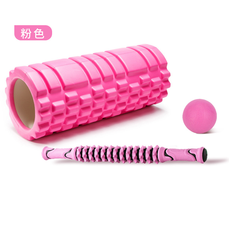 Rodillo de eje de espuma conjunto de tres piezas suministros de yoga para el hogar relajación muscular fascia bola traje de palo de diente de lobo