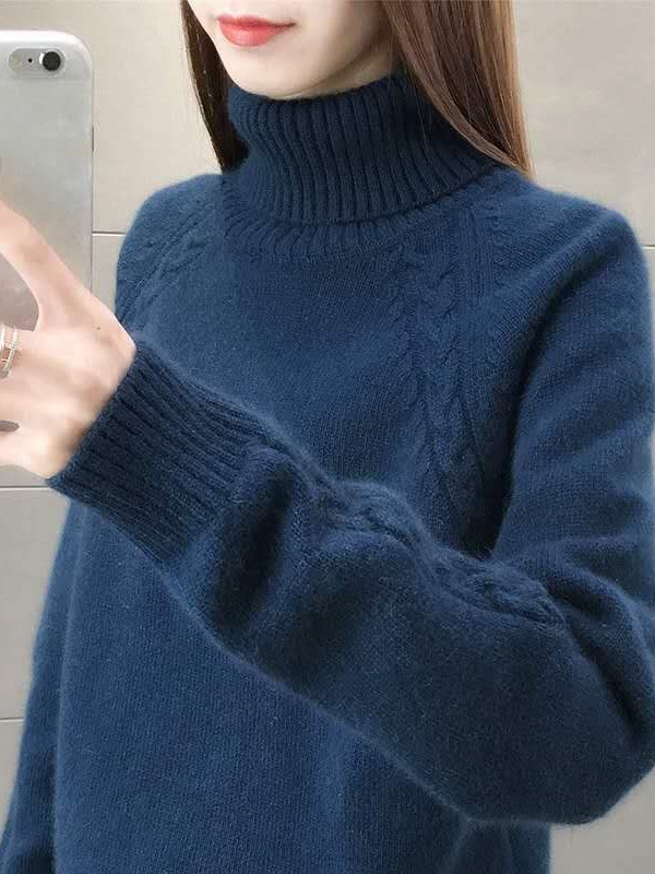 Estilo perezoso cuello alto suéter de las mujeres suelta desgaste exterior 2023 nuevo otoño y el invierno que basa la camisa engrosada top image 6