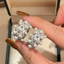 闪闪发光轻奢珍珠满天星耳钉女小众时尚百搭耳扣耳饰送老婆女朋友