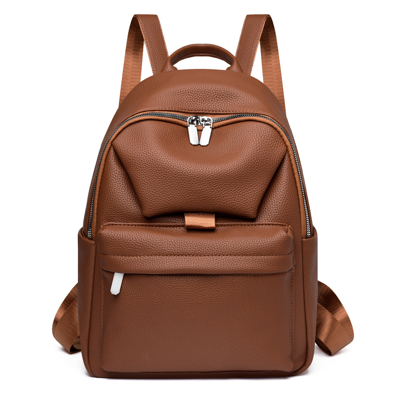 Mochila de cuero suave de gran capacidad para mujer 2024 nuevo estilo estilo coreano diseño sentido de la moda pequeña mochila casual ligera para mujer