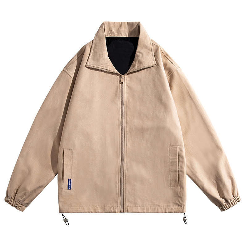 2026 otoño americano retro camiso de cremallera de color sólido chaqueta de béisbol corta abrigo suelto delgado chaqueta de cuero casual