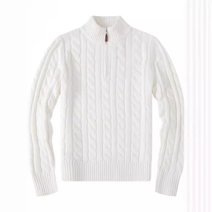 Small Embroidered Men's Sweater Half-height Zipper Knitwear Business Polo Cross-border Base Shirt Twist
