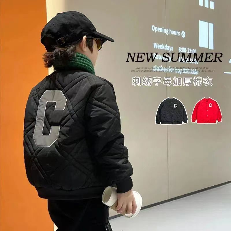 Boys' thickened coats, autumn and winter styles, 2023 new baby thickened cotton coats, spring and autumn children's quilted baseball uniforms, trendy