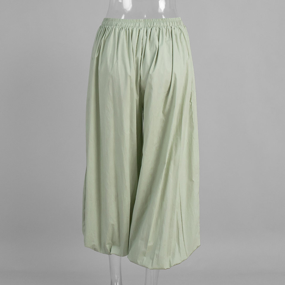 Quần harem ống rộng cotton dáng lửng lưng vừa phong cách đường phố — Màu hồng, Màu kaki, Màu mơ, Màu xanh da trời chi tiết 11