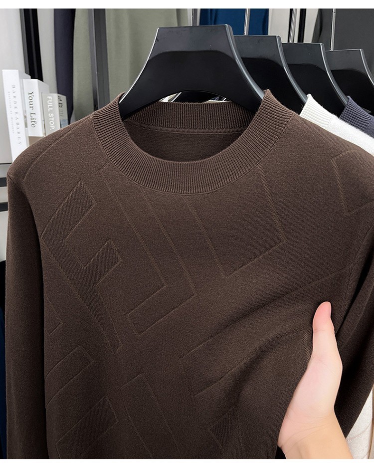 Tipo delgado de lujo ligero de marca letras de cuello redondo hookah de punto de manga larga suéter de punto de invierno ocio chaqueta suéter