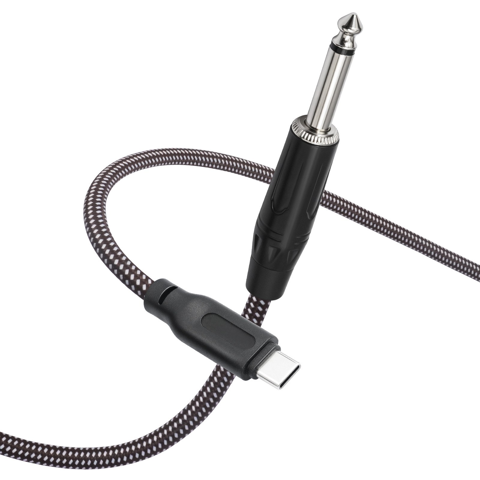 跨境电吉他6.35mm公转USB TYPE-C 录音音频线 手机接电子琴录音线