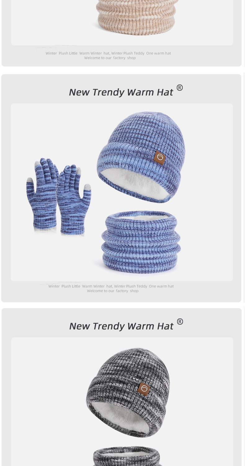 Dreiteiliges Winter-Set: Schal, Handschuhe, gefütterte warme Strickmütze für Damen – Kälteschutz für draußen und Ohren_voghion.com