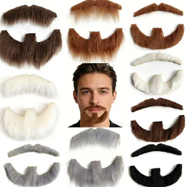 Fake Mustache Halloween Cosplay Prop for Adults and Children, Stage Costume Mustache and Chin Hair