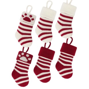 Christmas Knitted Socks Small Gift Bag Pet Cat Dog Christmas Socks Decorative Candy Knitted Wool Cat Dog Gift