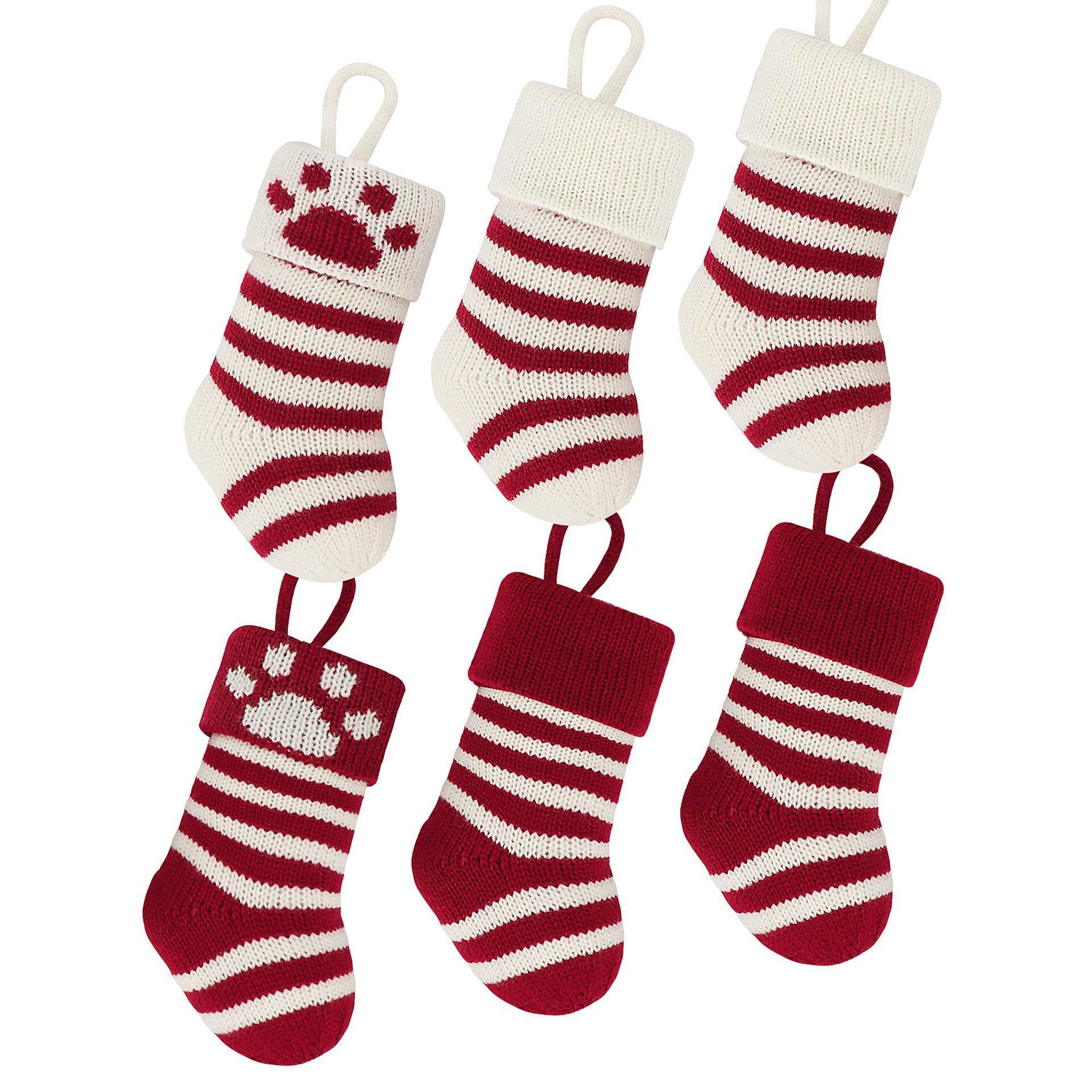 Navidad calcetines de punto bolsas de regalo pequeñas mascotas gatos y perros calcetines de Navidad decoración dulces de punto lana regalo gato y perro