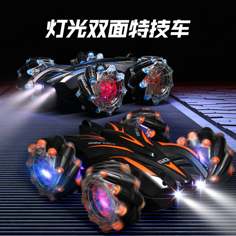 Cross-border new double spray remote control stunt drift car TikTok with light music off-road double-sided car children's toy Cross-border new double spray remote control stunt drift car TikTok with light music off-road double-sided car children's toy