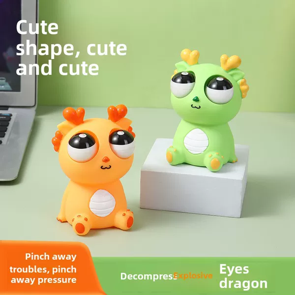 Explosive-Eyed Dragon Pinch Music Decompression Toy Year of the Dragon Squeeze Staring Little Dragon Doll Vent Two Knife Le Ge Toy