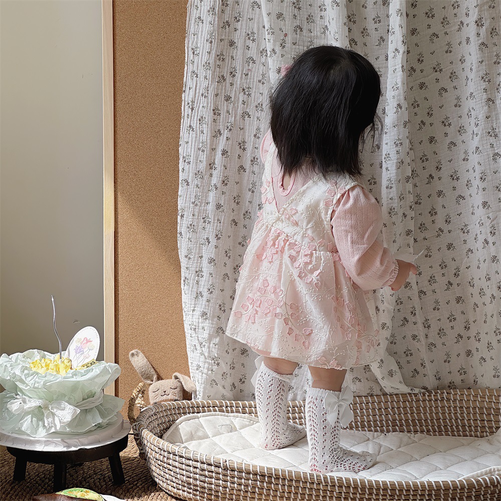 Ropa de bebé, vestido de primavera y otoño de bebé, vestido de cien días, banquete de cien días, princesa de un año, vestido falso de dos piezas, vestido